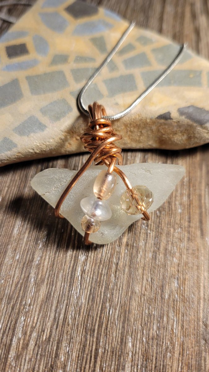 Copper Wrapped Seaglass from Puerto Rico