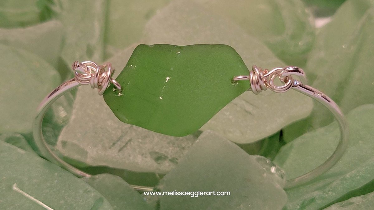 Seaglass Bangle Bracelet ~ Kelly Green from MEXICO