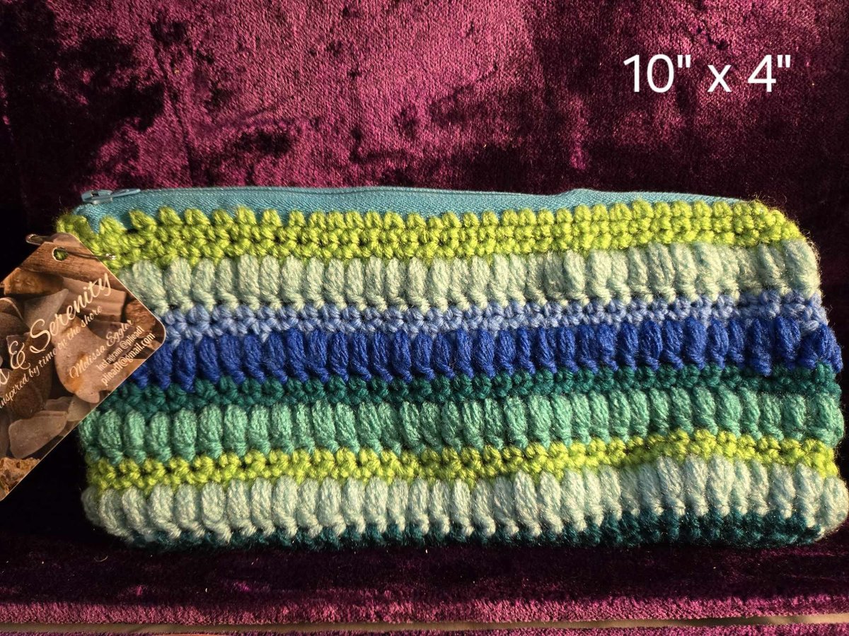 Crocheted Zipper Pouch 10" x 4"