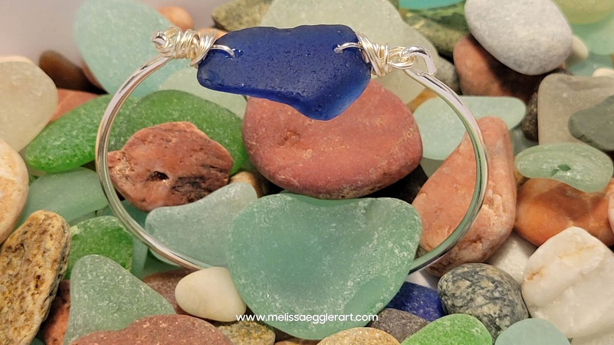 Seaglass Bangle Bracelet ~ Cobalt Blue from ARUBA