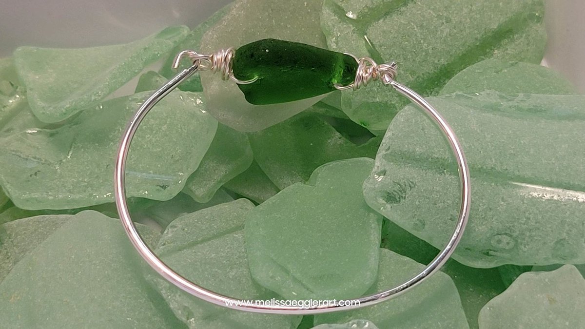 Seaglass Bangle Bracelet ~ Kelly Green from ARUBA
