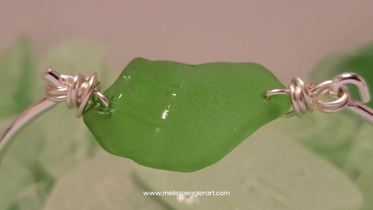 Seaglass Bangle Bracelet ~ Kelly Green from MEXICO