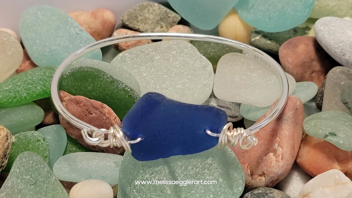 Seaglass Bangle Bracelet ~ Cobalt Blue from ARUBA