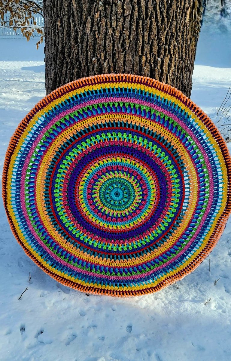 "Muted" Large Crocheted Mandala 