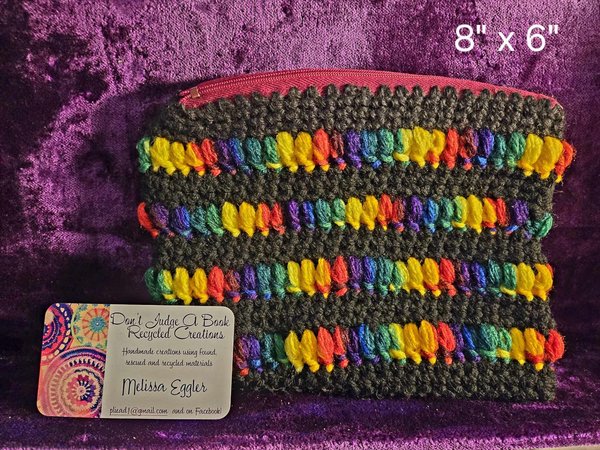 Crocheted Zipper Pouch 8" x 6"
