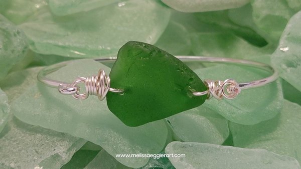 Seaglass Bangle Bracelet ~ Kelly Green from ARUBA