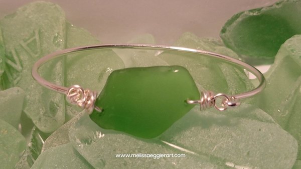 Seaglass Bangle Bracelet ~ Kelly Green from MEXICO