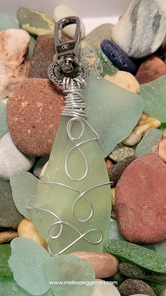Seaglass Dangle / Key Fob ~ Seafoam Green from MEXICO!